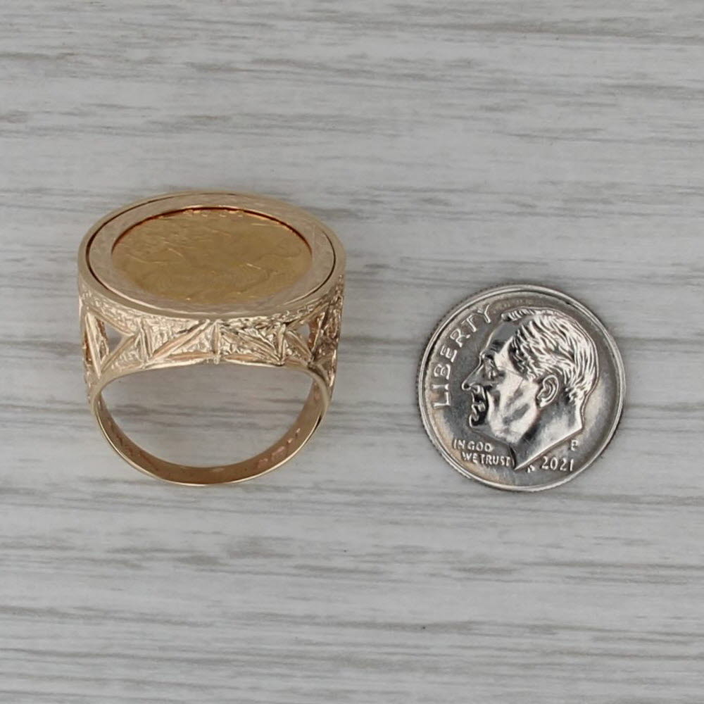 1/2 Sovereign Coin Signet Ring 9k 22k Gold 1925 Saint George Slaying Dragon