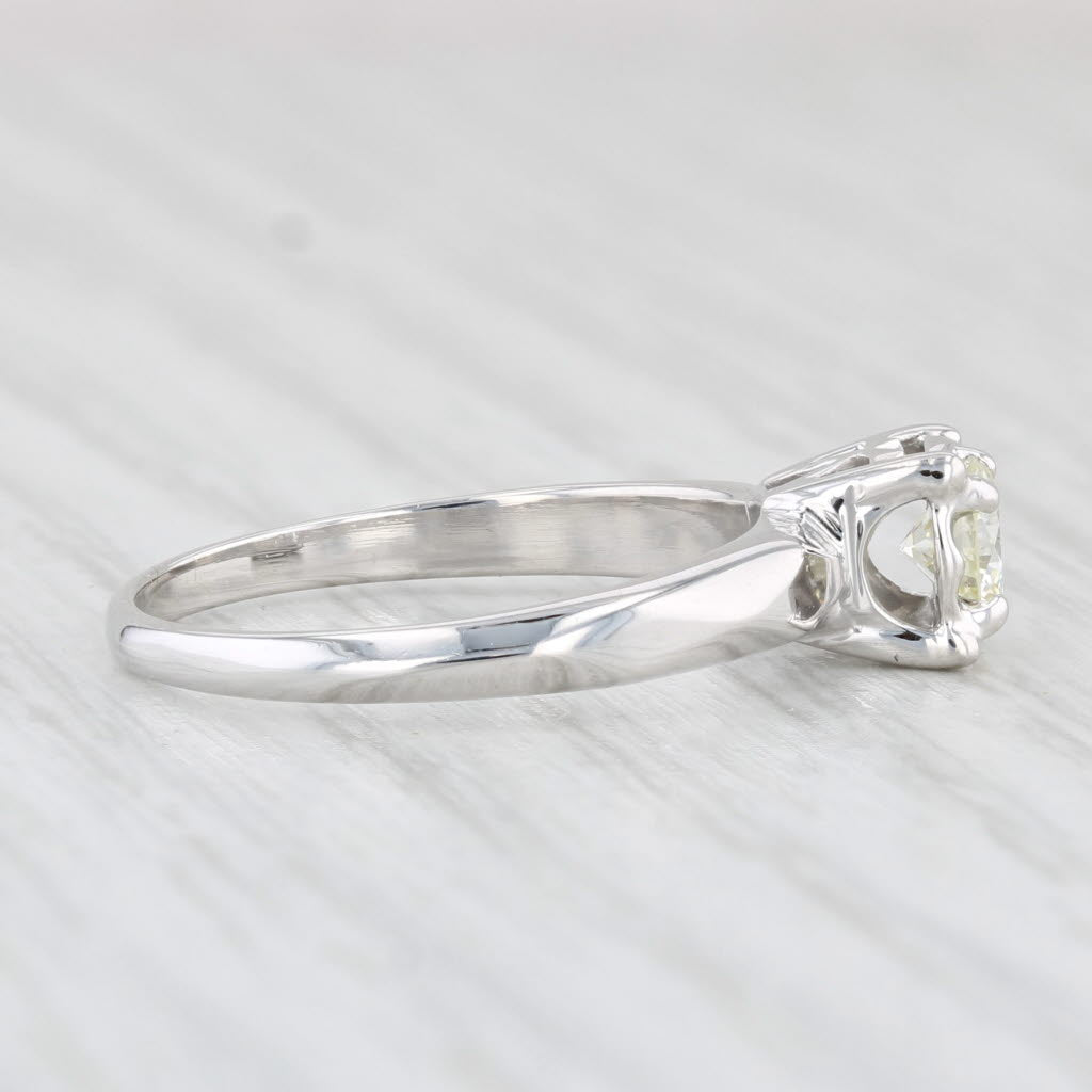 Light Gray 0.37ct Round Diamond Solitaire Engagement Ring 14k White Gold Size 6.25