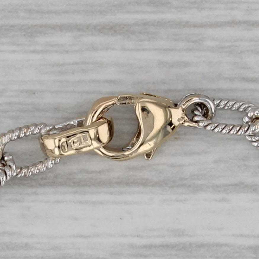 Dark Gray 6 3/4" Cable Chain Tube Station Bracelet 14k White Yellow Gold