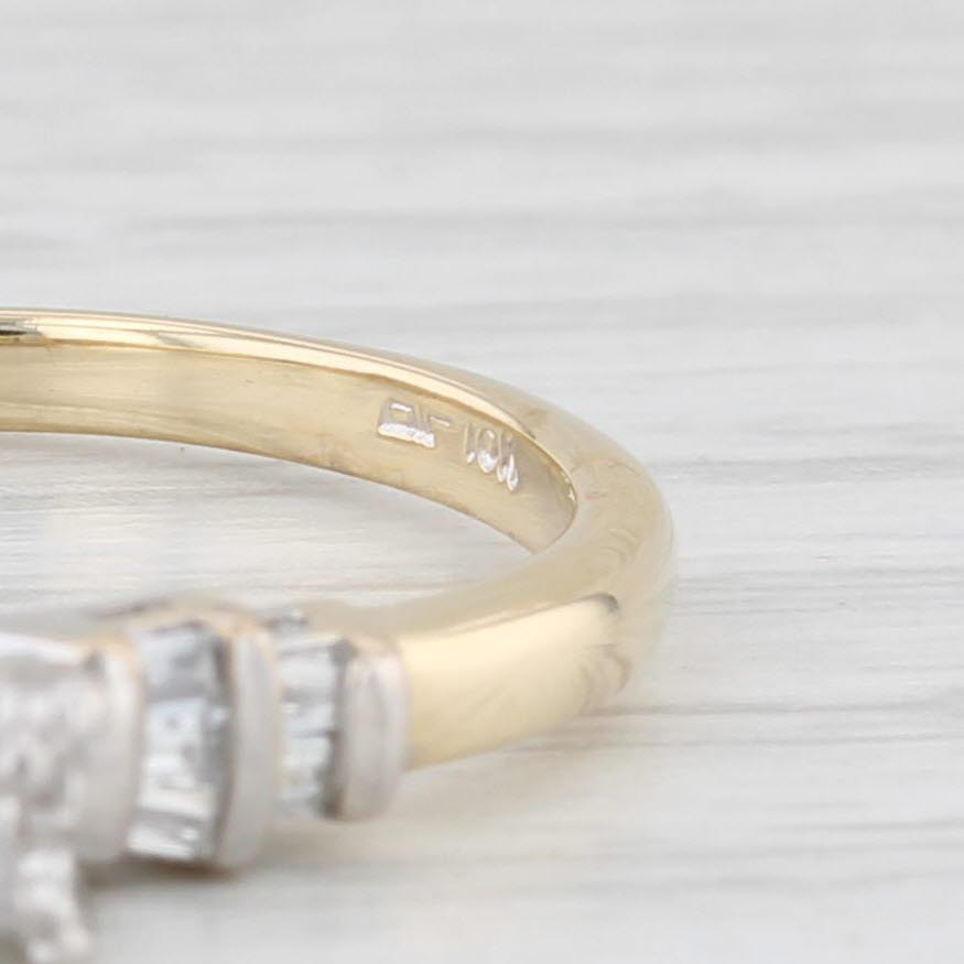 Light Gray 0.18ctw Princess Diamond Engagement Ring 10k White Yellow Gold Size 7.25