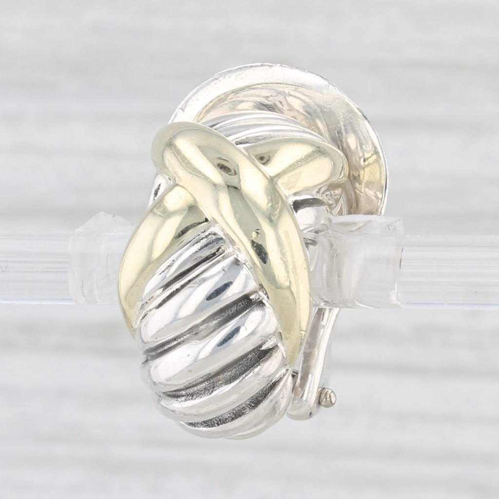 Light Gray Single David Yurman Replacement Earring 14k Gold Sterling Silver Omega Back