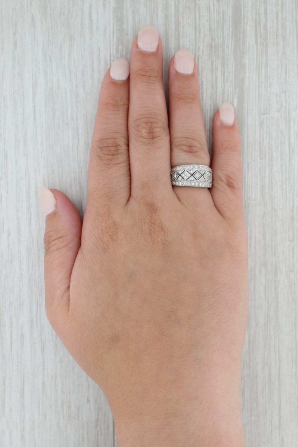 0.50ctw Diamond Argyl Pattern Ring 14k White Gold Size 6.25
