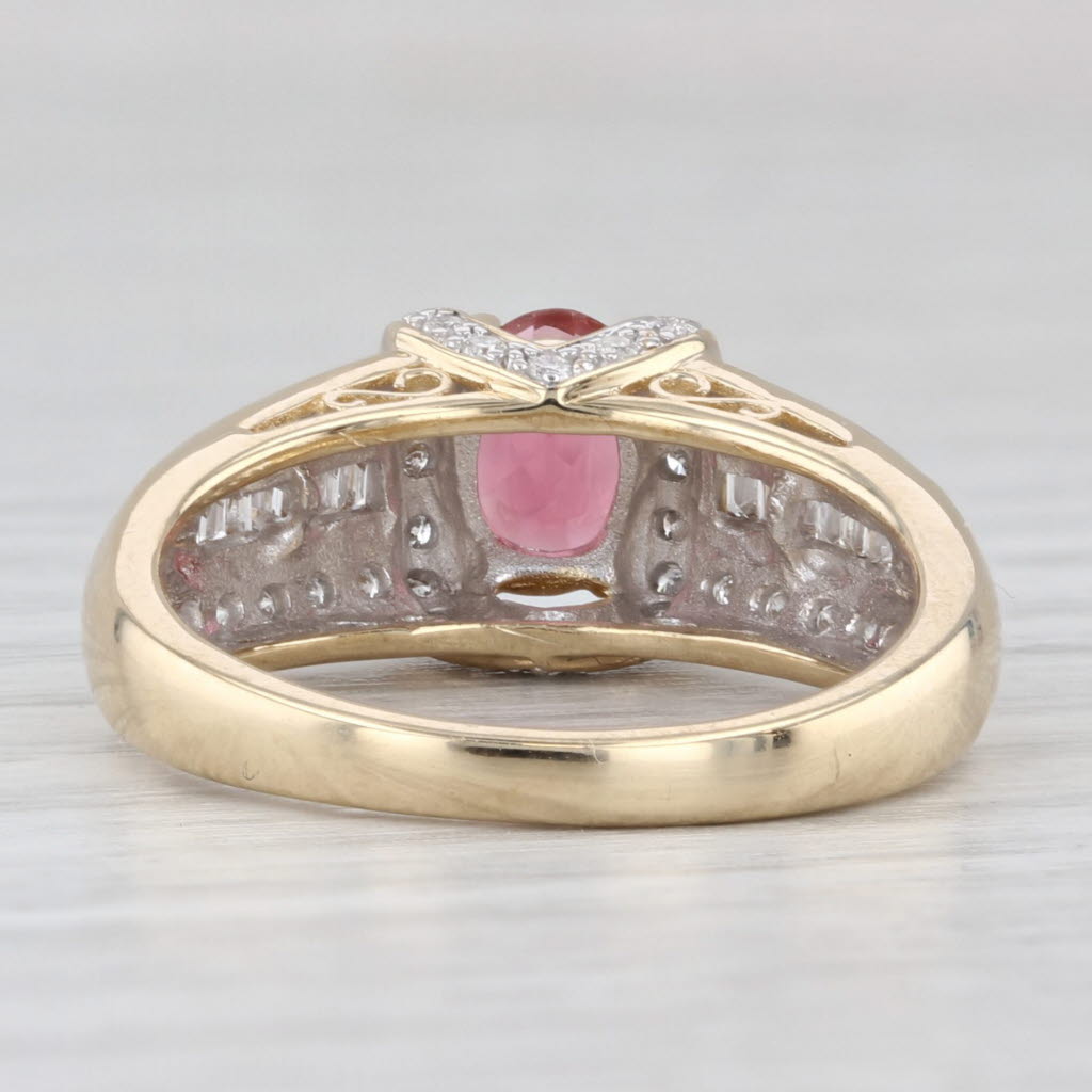 Light Gray 1.20ctw Pink Tourmaline Diamond Ring 14k Yellow Gold Size 7