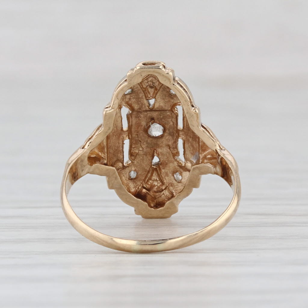 Art Deco Rose Cut Diamond Solitaire Ring 14k Yellow White Gold Size 4.5