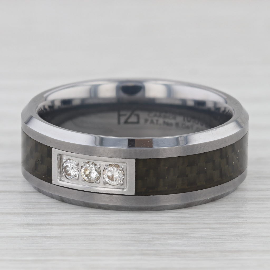 Light Gray New 0.15ctw Diamond Tungsten Carbide Ring Men's Wedding Band Size 11