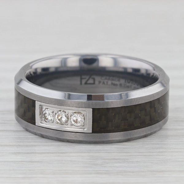 New 0.15ctw Diamond Tungsten Carbide Ring Men's Wedding Band Size 11