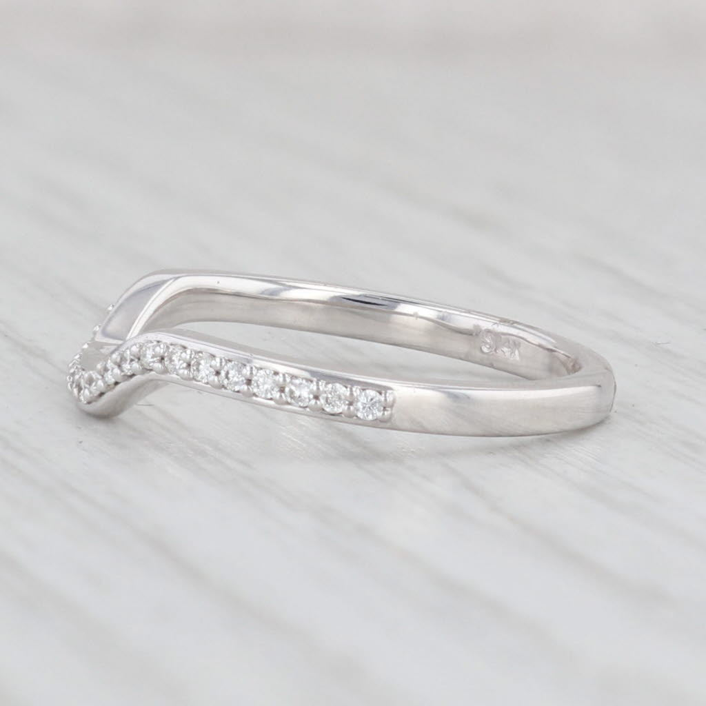 Light Gray 0.18ctw Diamond Wedding Band 14k White Gold Contoured Enhancer Ring Size 7