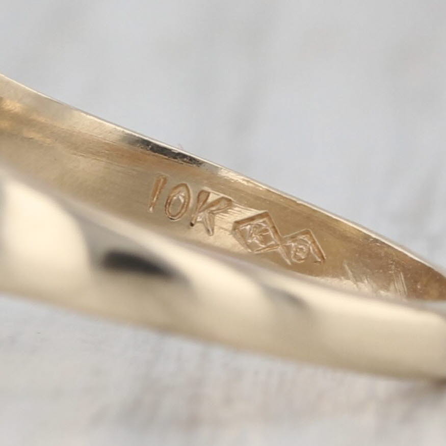 Engravable Marquise Shaped Signet Ring 10k Yellow Gold Size 5