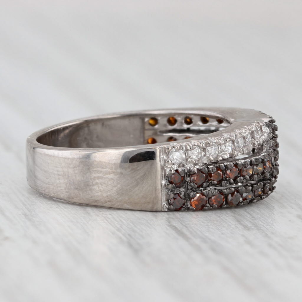 Light Gray 0.47ctw White Orange Brown Diamond Overlay Ring 14k White Gold Size 6.25