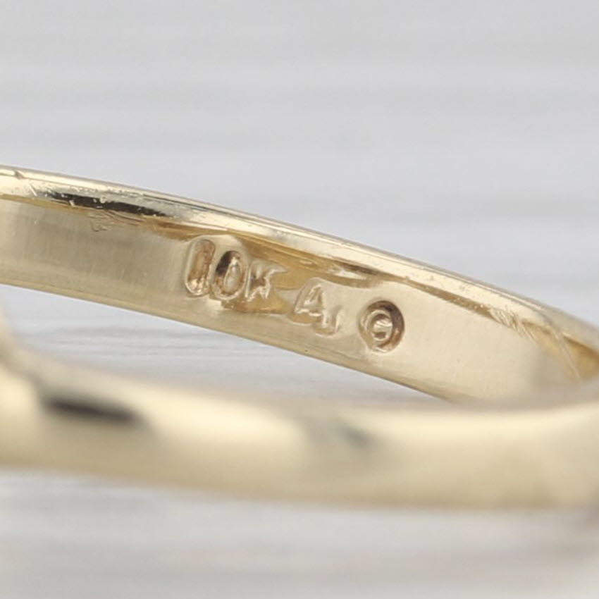 Cultured Pearl Diamond Ring 10k Yellow Gold Size 6.75