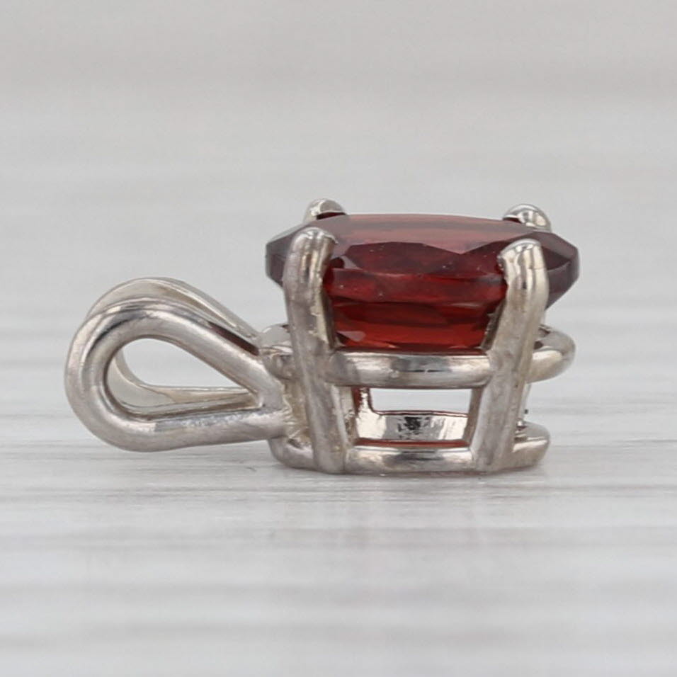 0.90ct Garnet Solitaire Pendant 14k White Gold Small Oval Drop