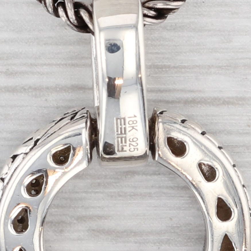 Light Gray Effy 0.10ctw Diamond Circle Pendant Necklace Sterling Silver 18k Gold 18" Rope