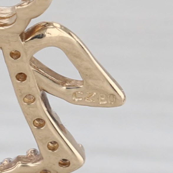 Cubic Zirconia Guardian Angel Pendant 10k Yellow Gold Small Drop