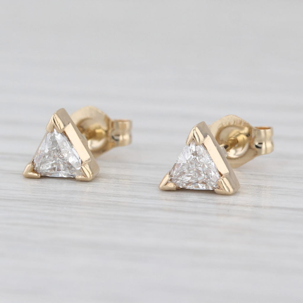 0.48ctw Trillion Diamond Solitaire Stud Earrings 14k Yellow Gold Studs