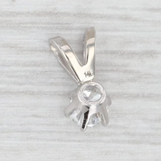 Light Gray New 0.14ct Round Solitaire Small Drop Pendant 14k White Gold