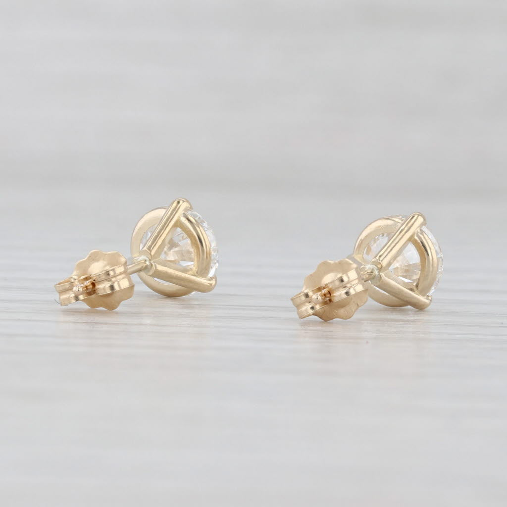 Light Gray New 2.10ctw Round Lab Created Diamond Stud Earrings 14k Yellow Gold VS1 D IGI