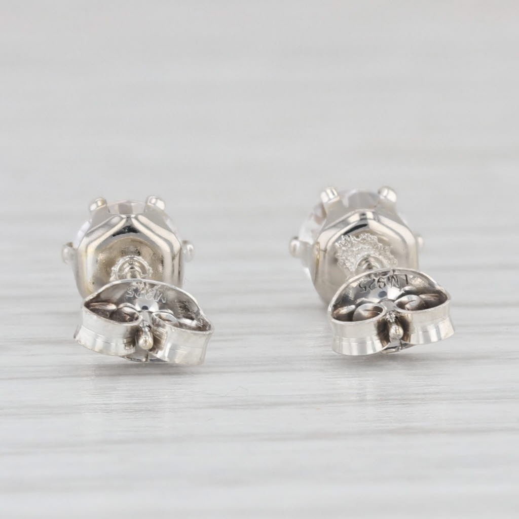 Light Gray 0.80ctw Moissanite Stud Earrings Sterling Silver Round Solitaire