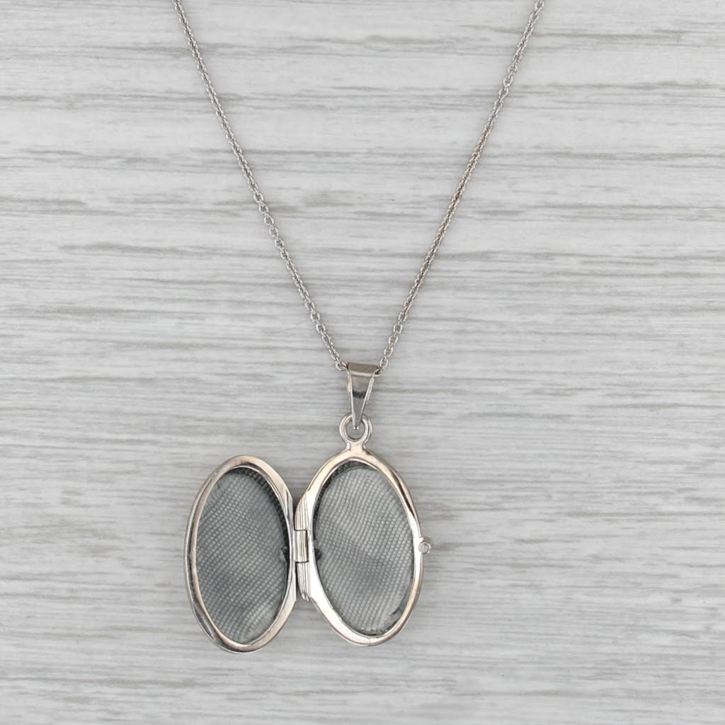 Teddy Bear Locket Pendant Necklace 14k Yellow White Gold 17.25 Cable Chain