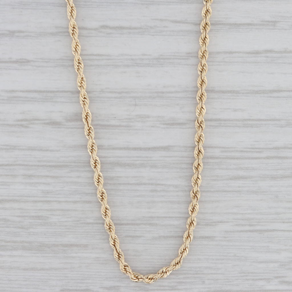 Gray 18" 2mm Rope Chain Necklace 14k Yellow Gold