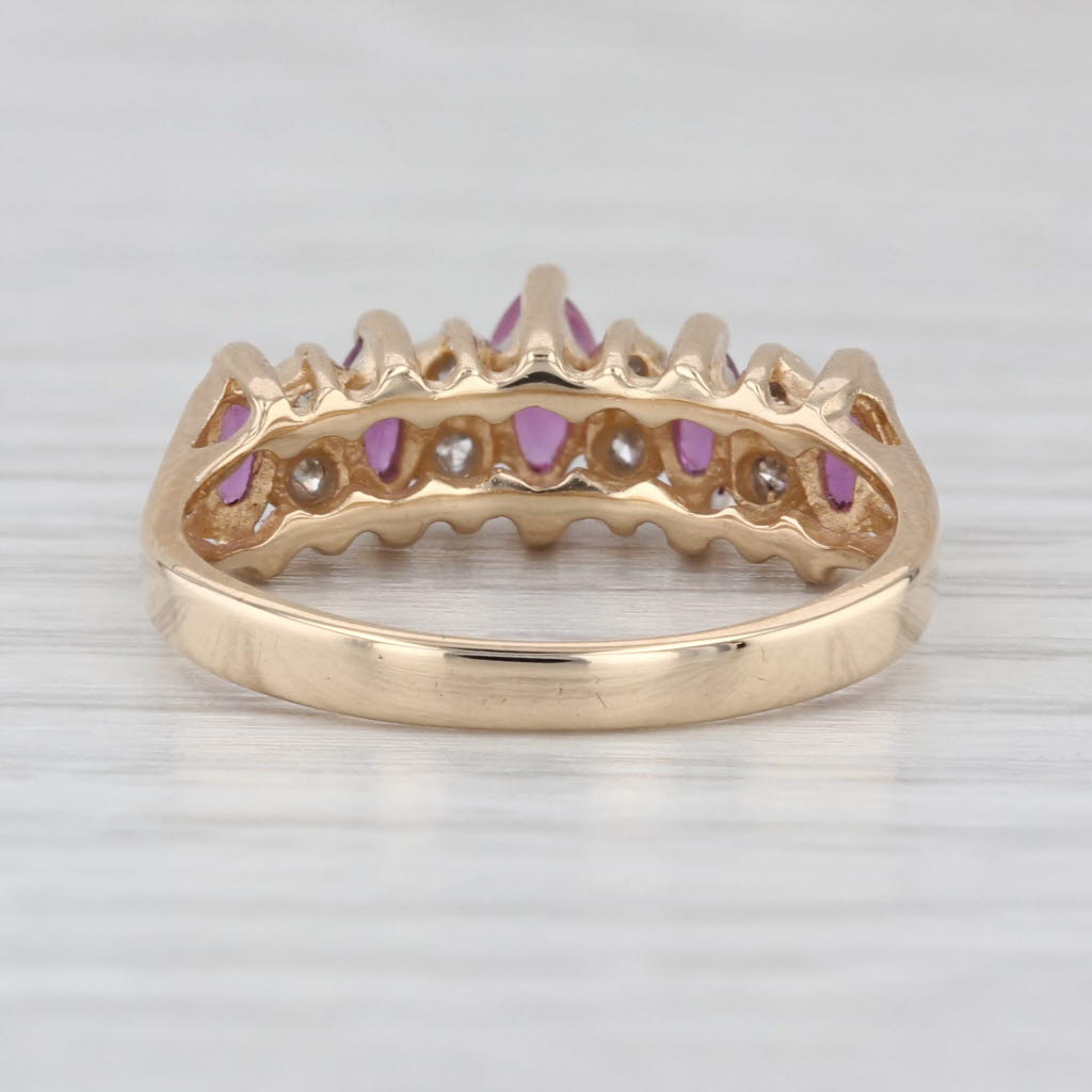 0.70ctw Tiered Ruby Diamond Pyramid Ring 14k Yellow Gold Size 6.25 Stackable