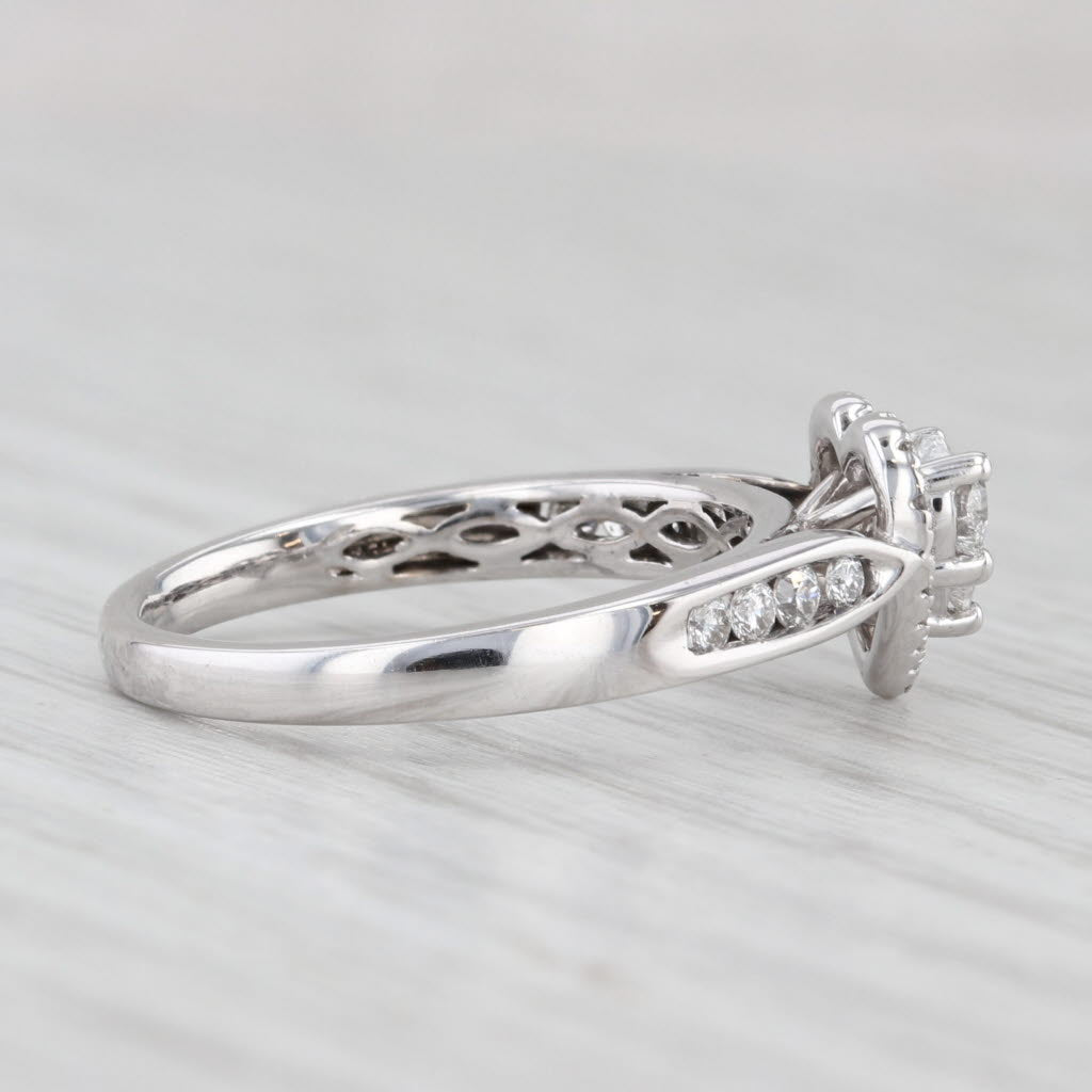 Light Gray 0.51ctw Diamond Heart Halo Engagement Ring 14k White Gold Size 7