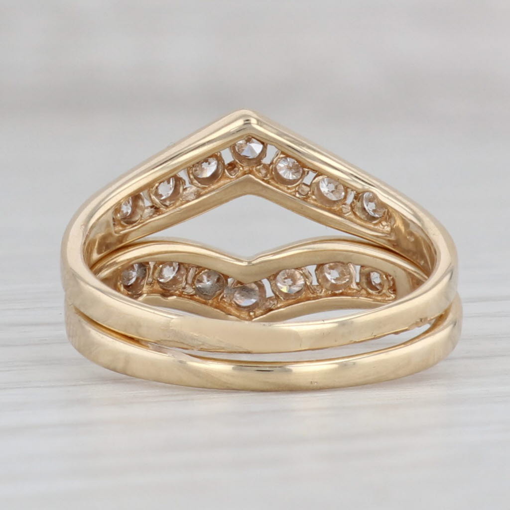 Gray 0.34ctw Diamond Contoured Rings 14k Yellow Gold Wedding Bands Stackable Set of 2