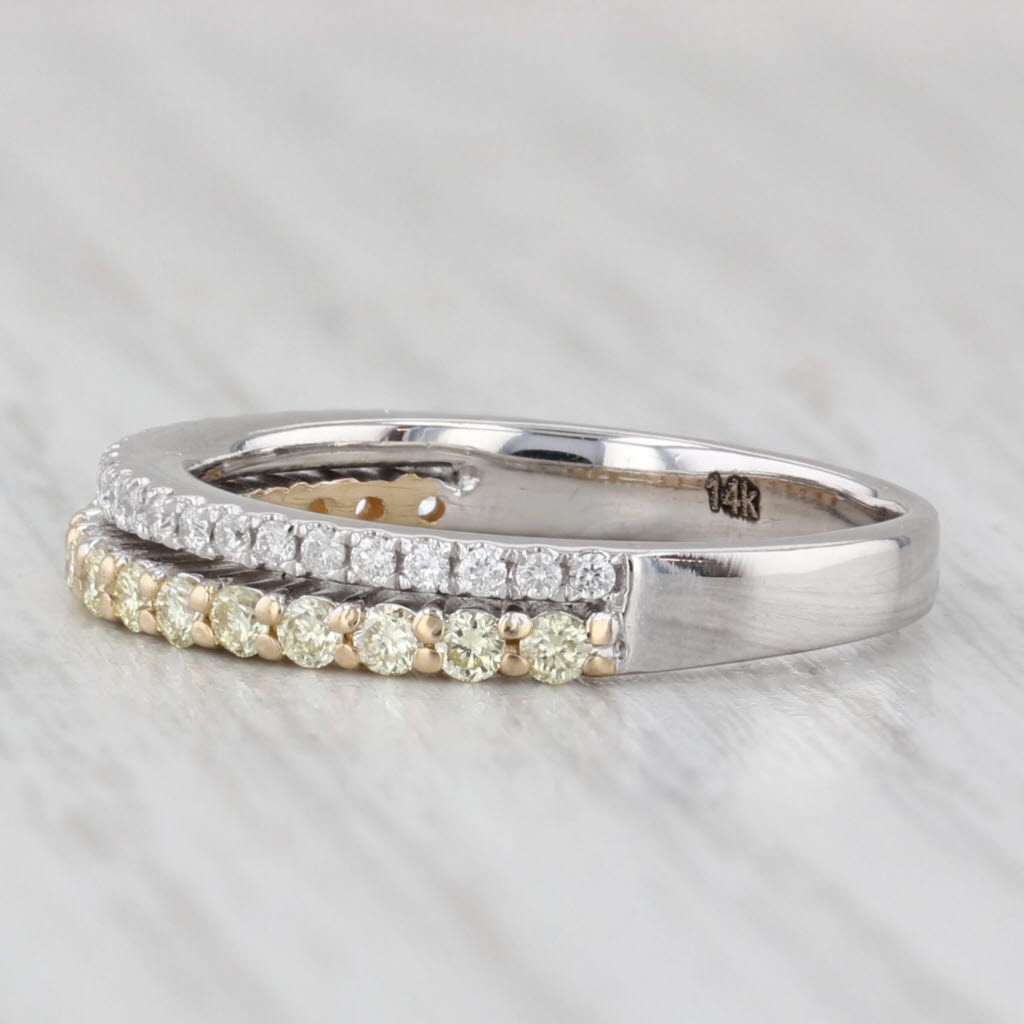 Light Gray 0.37ctw Diamond Wedding Band 14k White Yellow Gold Size 5.25 Stackable