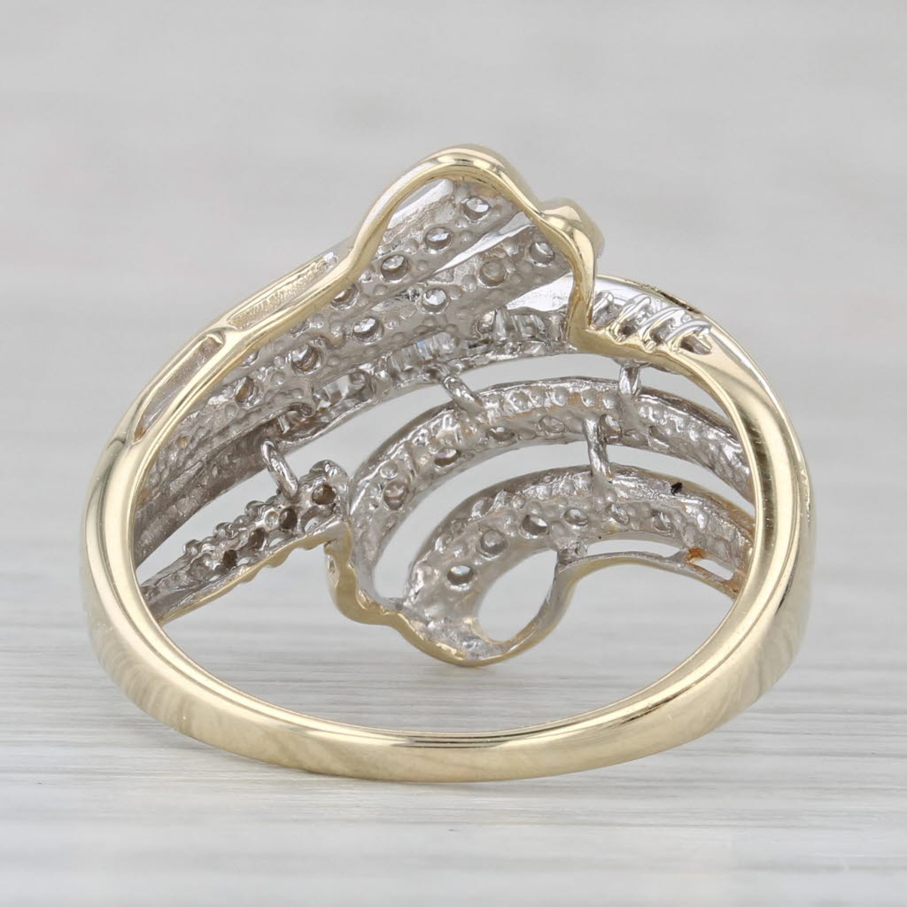 Gray 0.16ctw Diamond Bypass Ring 10k Yellow Gold Size 8