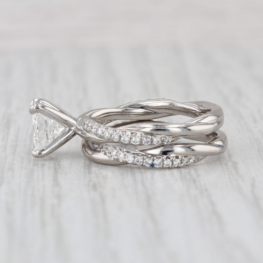 1.64ctw Diamond Engagement Ring Wedding Band Bridal Set Platinum Size 6 GIA