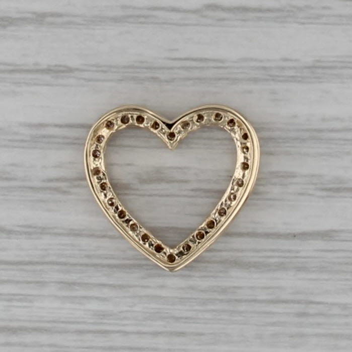 0.40ctw Diamond Open Heart Floating Pendant 14k Yellow Gold