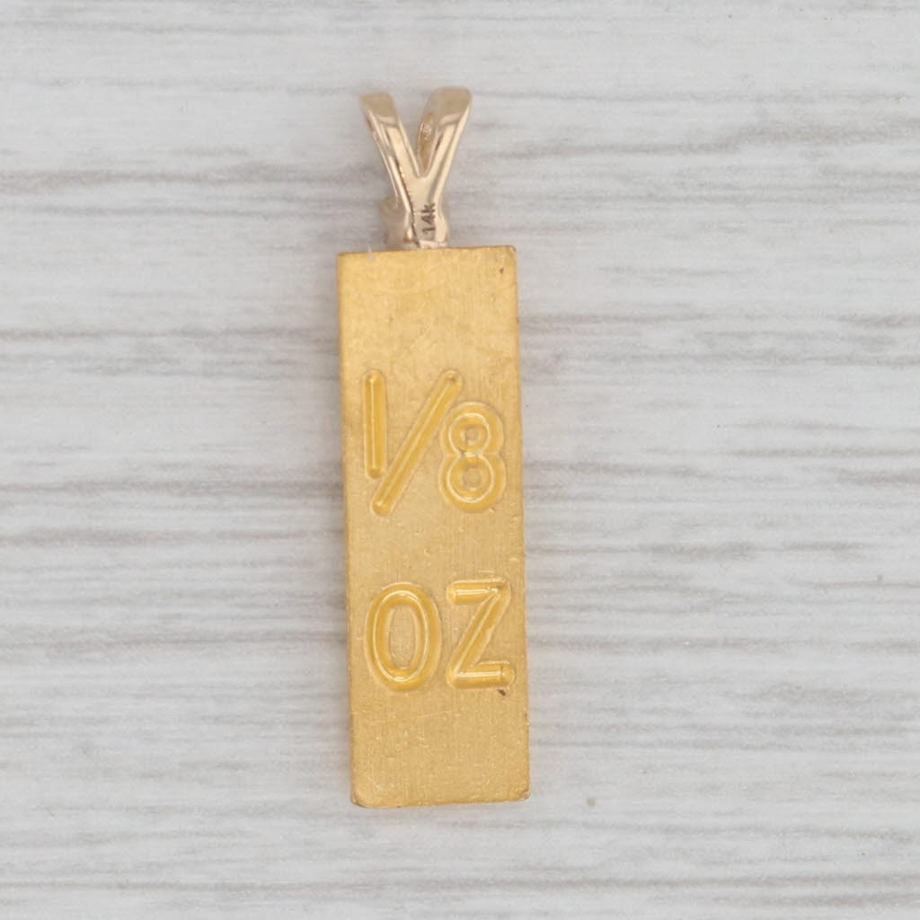 Gray Diamond Accented 24kt Gold Bar Pendant 14k Yellow Bail