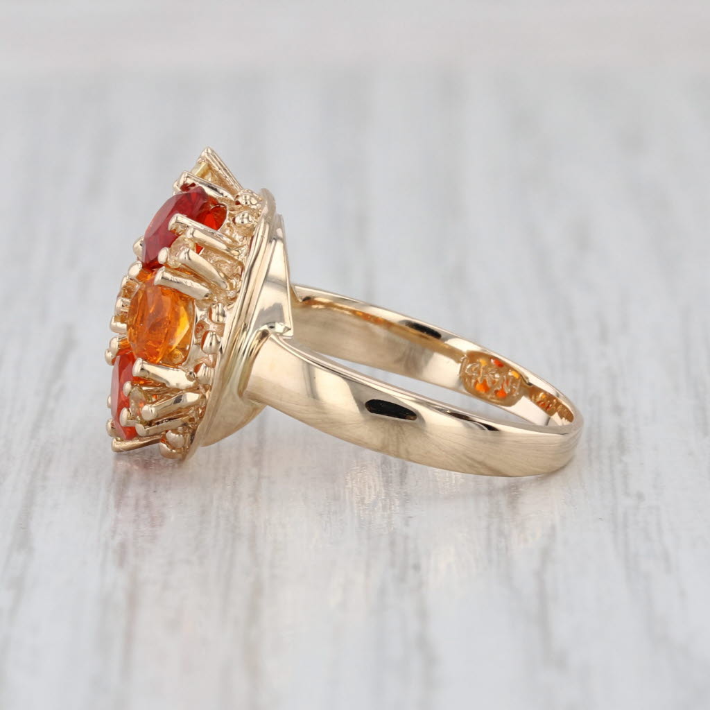 Yellow Orange Fire Opal Cluster Ring 14k Yellow Gold Size 7