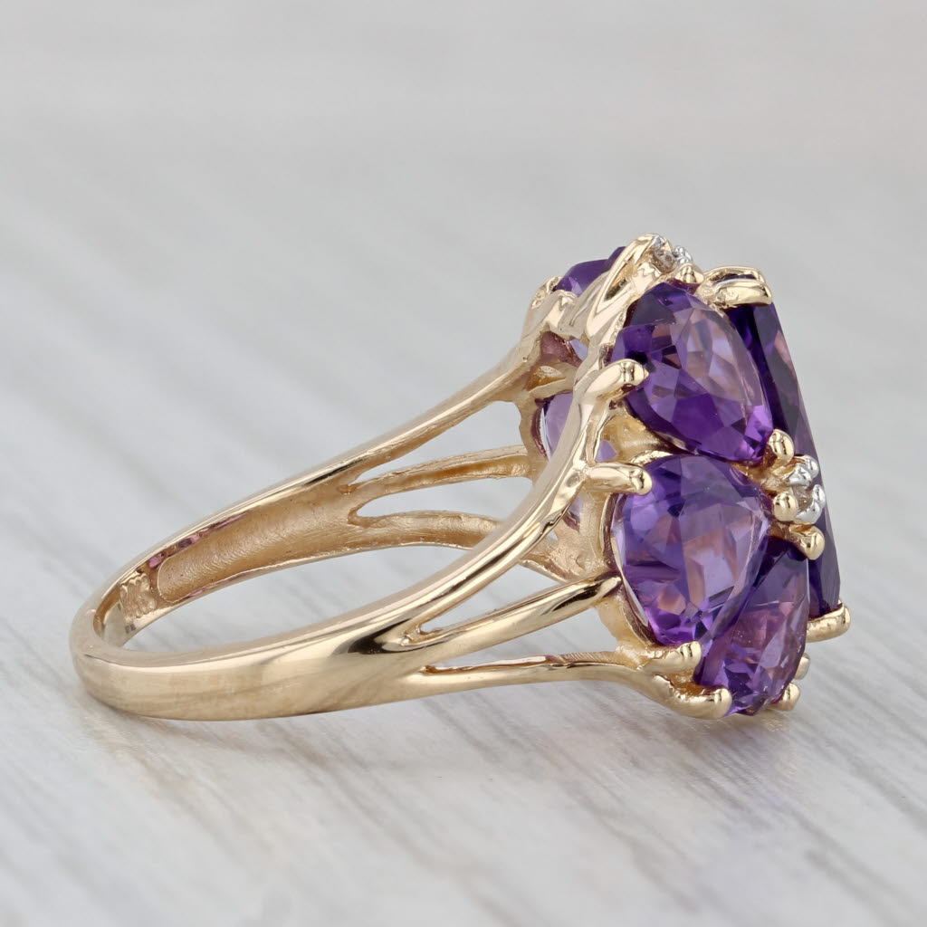 Gray 5.20ctw Amethyst Hearts Cluster Ring 14k Yellow Gold Size 7