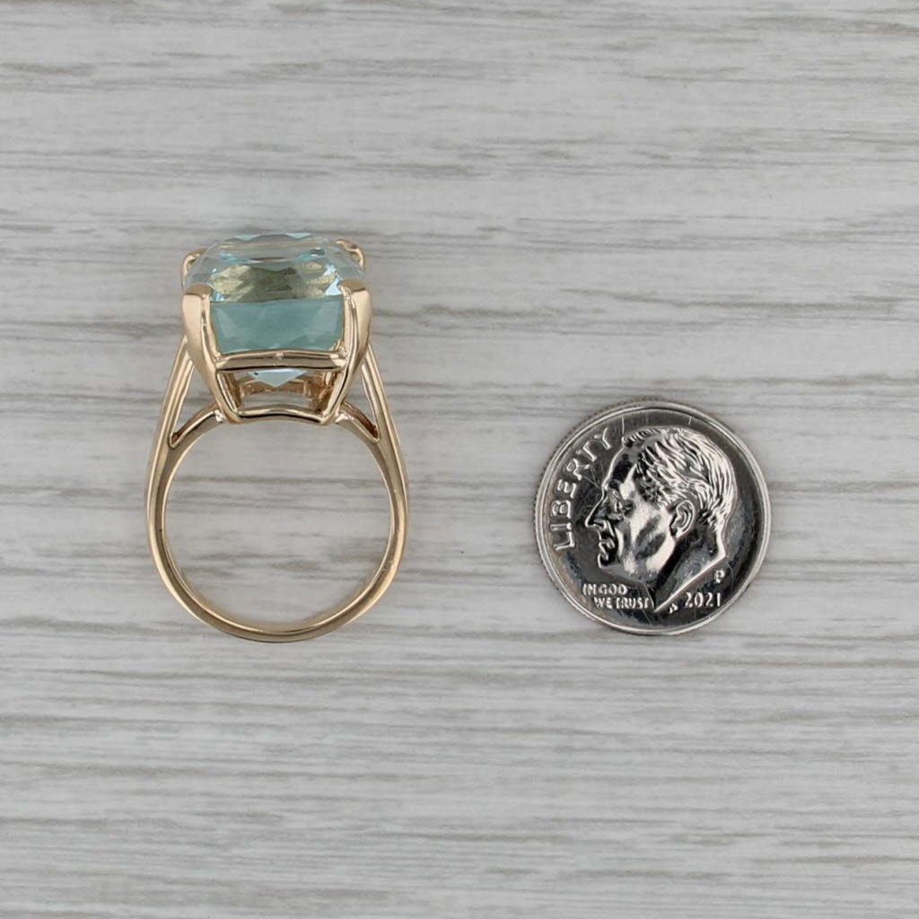 12.40ct Aquamarine Solitaire Ring 14k Yellow Gold Size 6.25 Cocktail