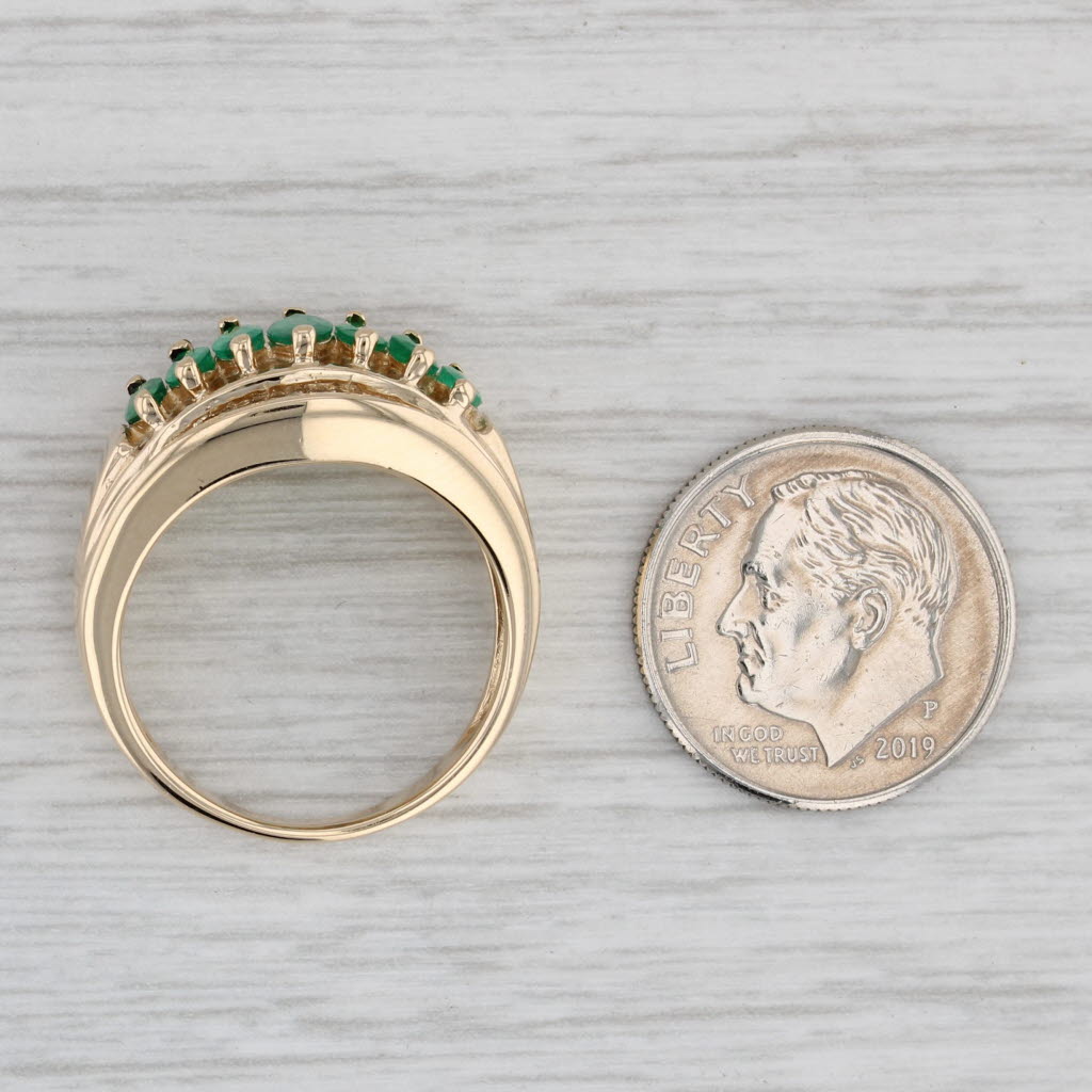 Gray 1.57ctw Emerald Diamond Ring 14k Yellow Gold Size 7.25 Cocktail