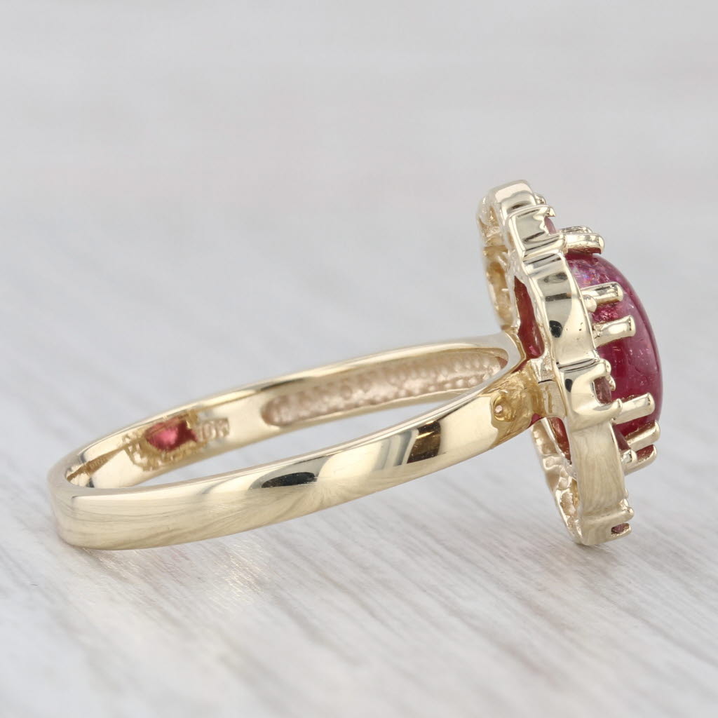 Pink Tourmaline Cabochon Ring 10k Yellow Gold Size 10.25