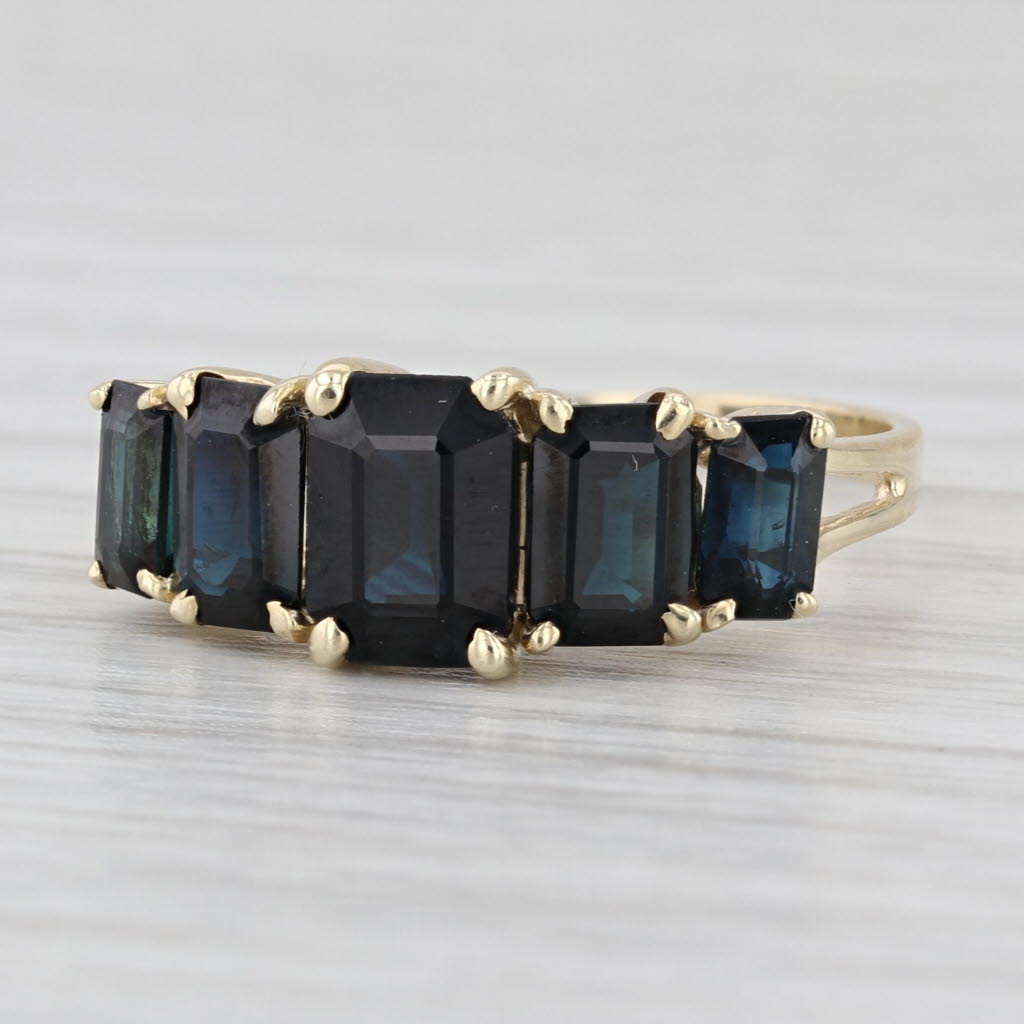 3.50ctw Blue Sapphire Tiered Ring 10k Yellow Gold Size 6.75