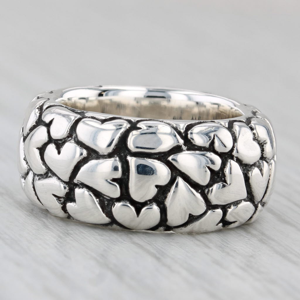 Light Gray Pandora Lotsa Love Sterling Silver Ring Size 5.25 Band Statement Retired