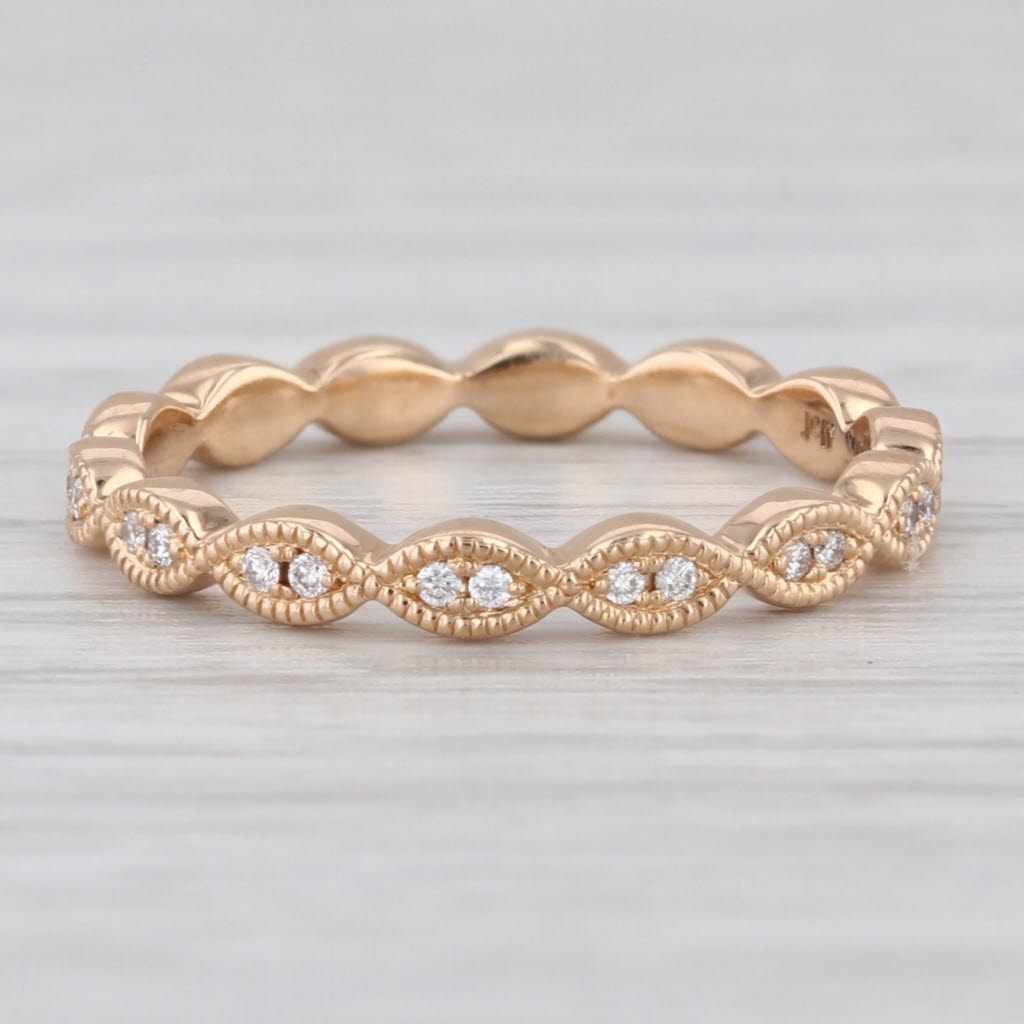 Jeff Copper 0.12ctw Diamond Eternity Band 18k Rose Gold Woven Stackable Ring