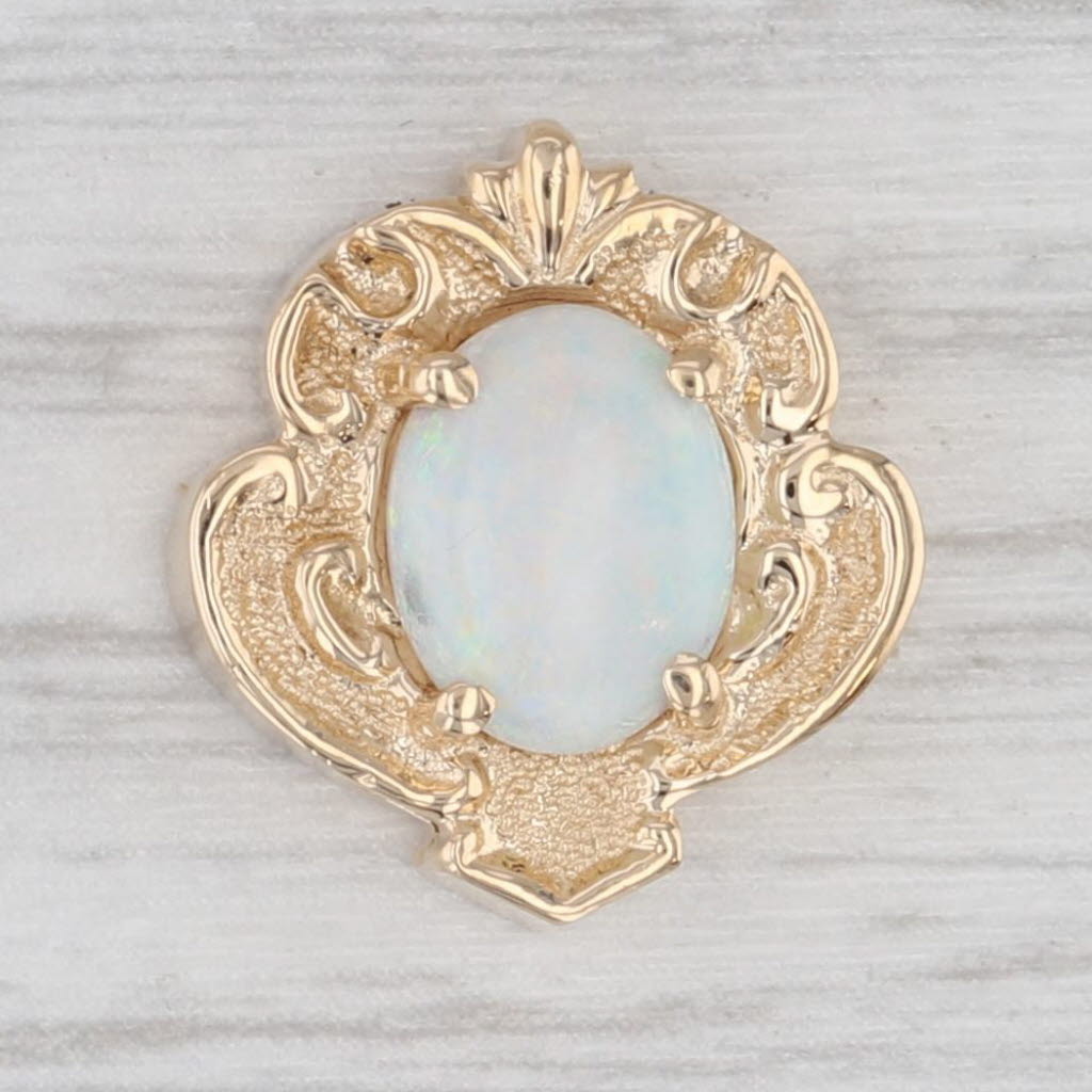 Light Gray Opal Slide Bracelet Charm 14k Yellow Gold Vintage Goldman Kolber
