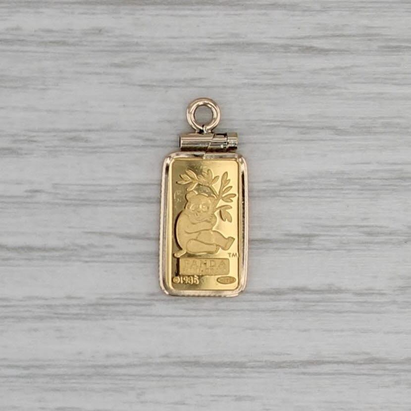 Credit Suisse 1 Gram Panda Gold Bar Pendant 999.9 14k Yellow Gold Small Charm