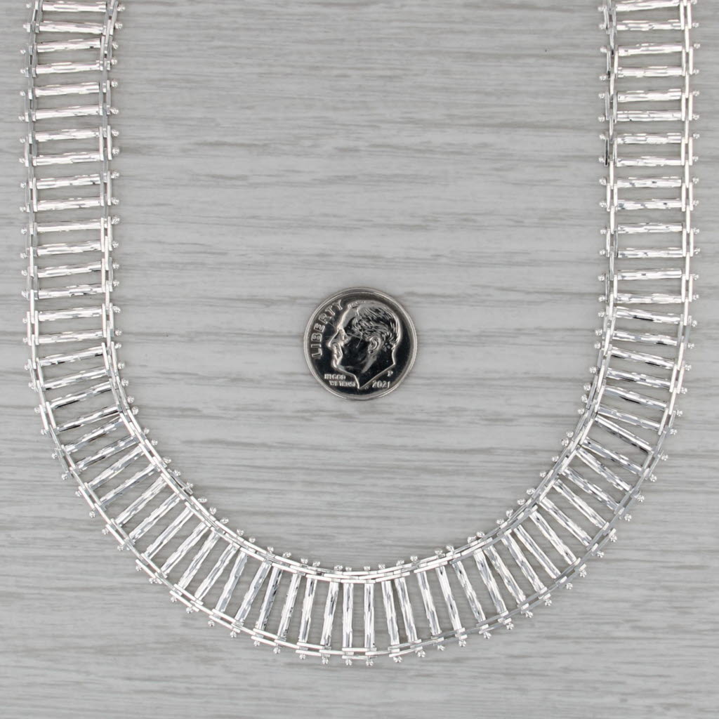 Milor Italy Bar Link Statement Necklace Sterling Silver 17" 16mm