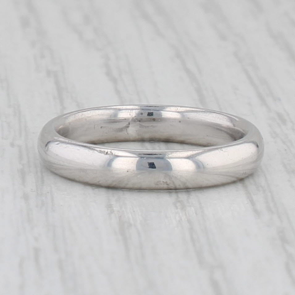 Light Gray Vintage Wedding Band 18k White Gold Ring Size 5.25 Fidelity British Hallmarks