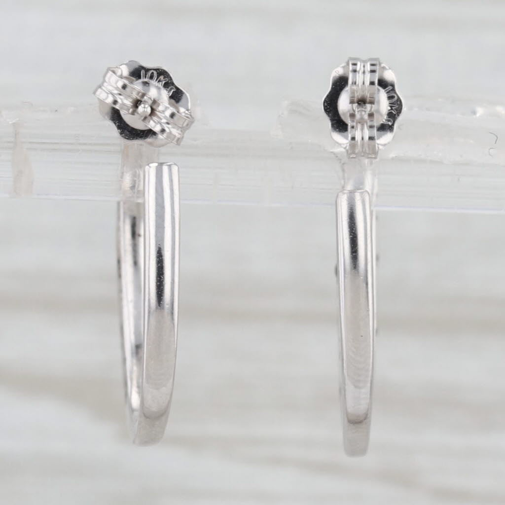 Light Gray 0.20ctw Diamond Oval Hoop Earrings 10k White Gold Pierced Hoops