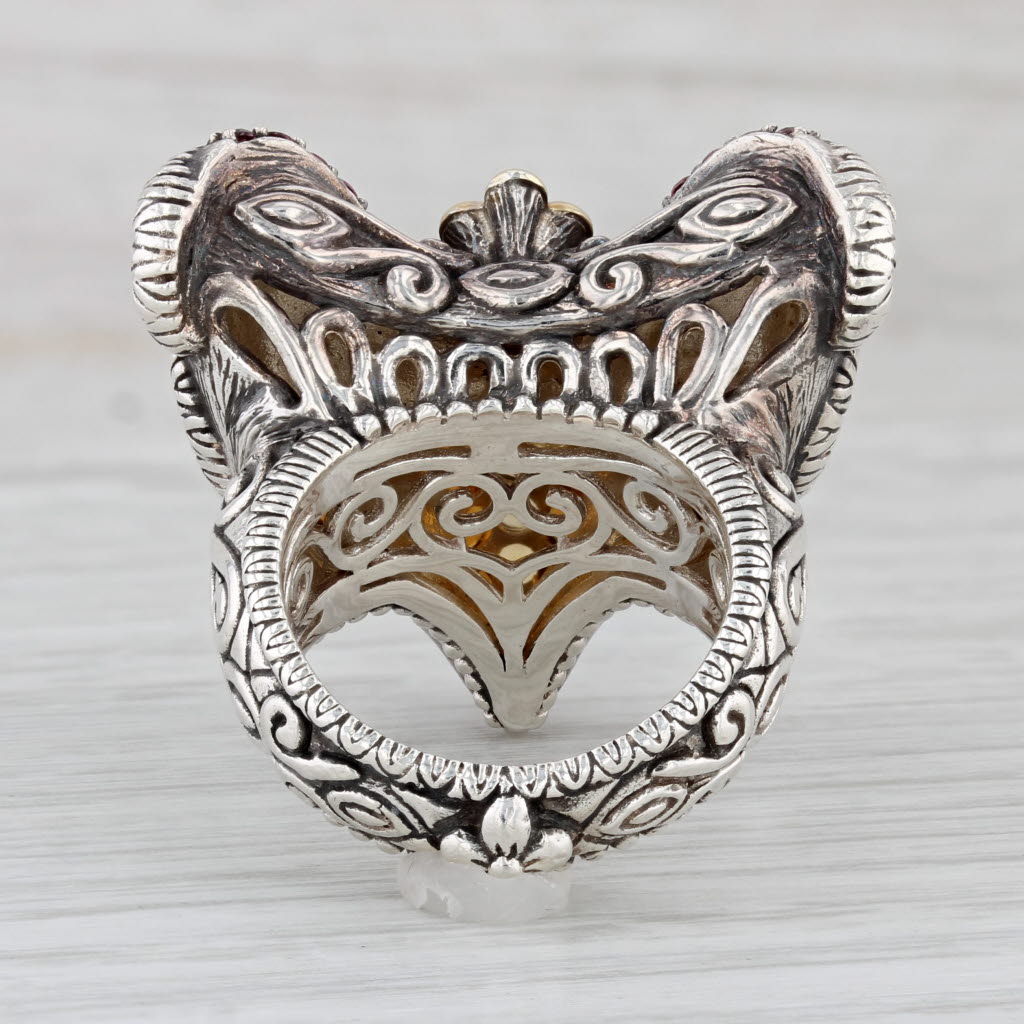 Gray Barbara Bixby Jeweled Garuda Bird Ring Sterling Silver 18k Gold Statement