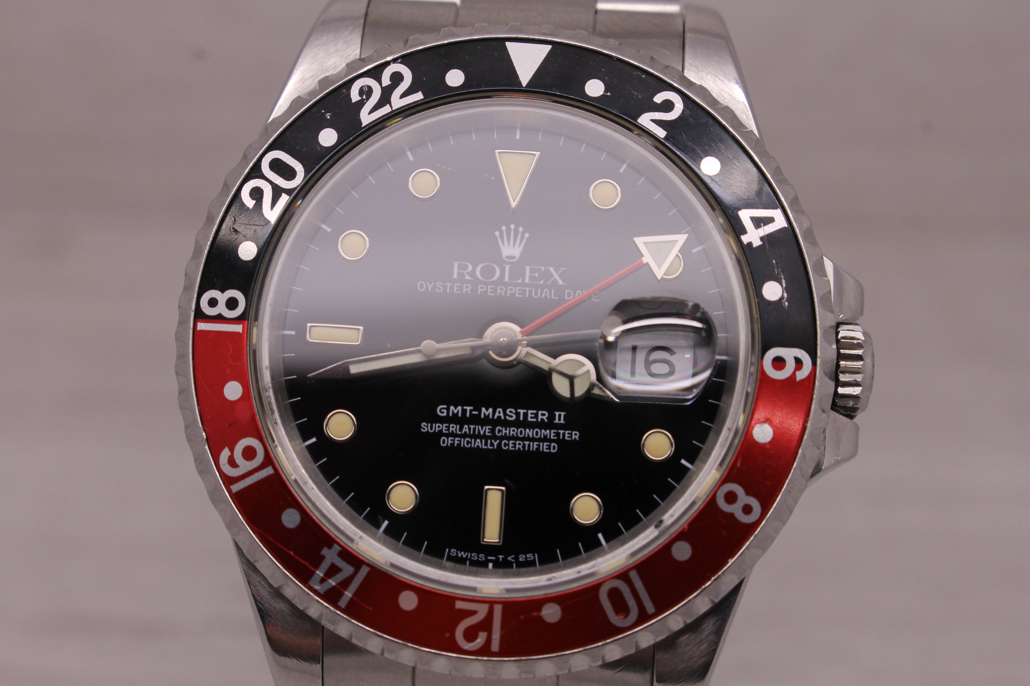 Light Slate Gray Vintage 1991 Rolex GMT Master II 16710 Mens 40mm Watch Coke N = Serviced =
