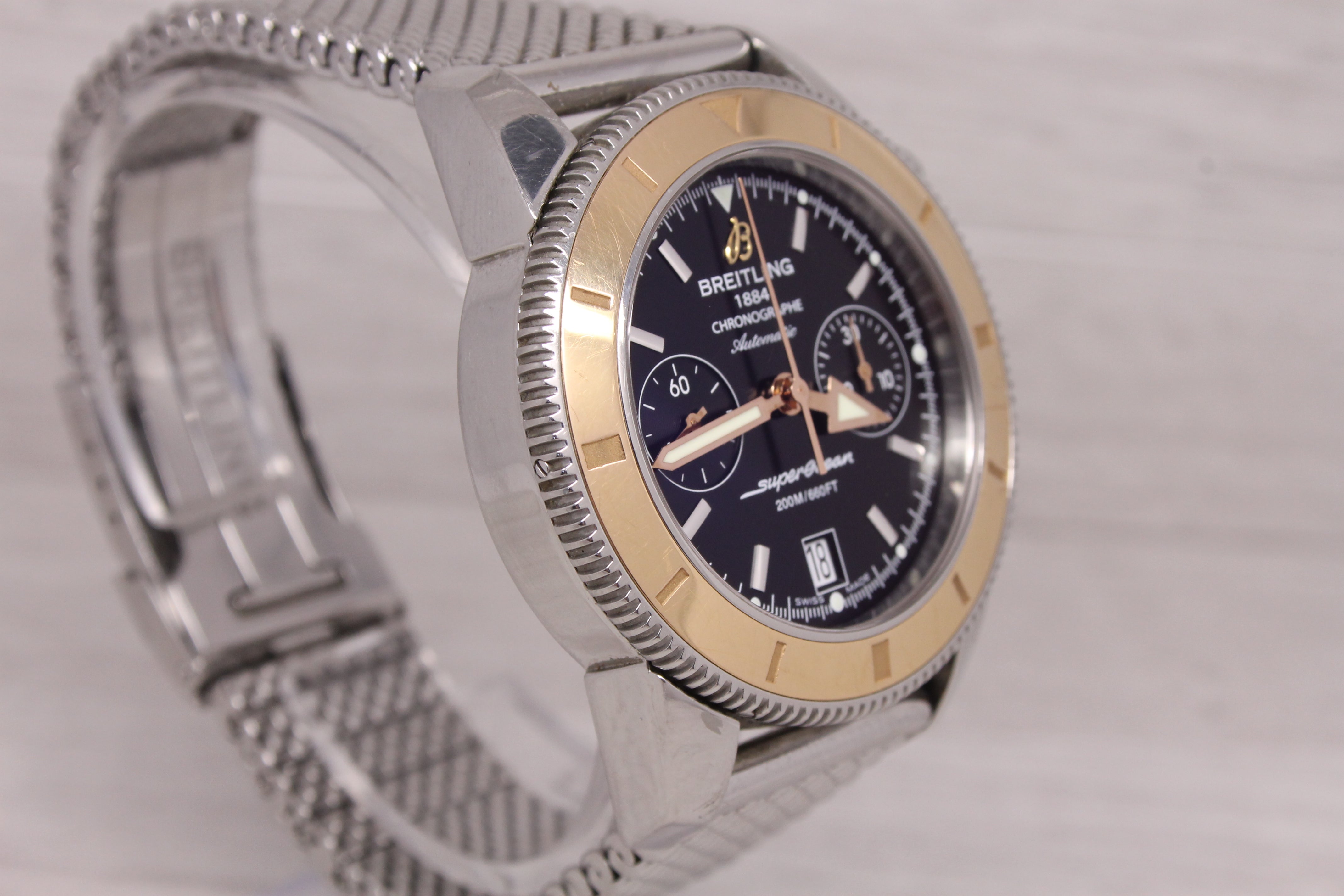 Dark Gray Breitling Super Ocean 43mm Chronograph Diver Automatic Watch Bracelet Box U23370