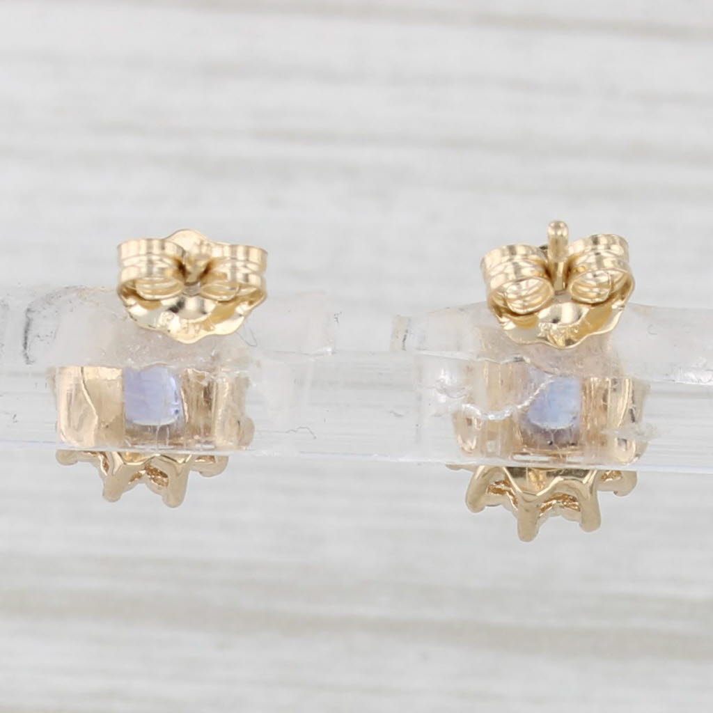 Light Gray 0.75ctw Tanzanite Diamond Halo Stud Earrings 14k Yellow Gold