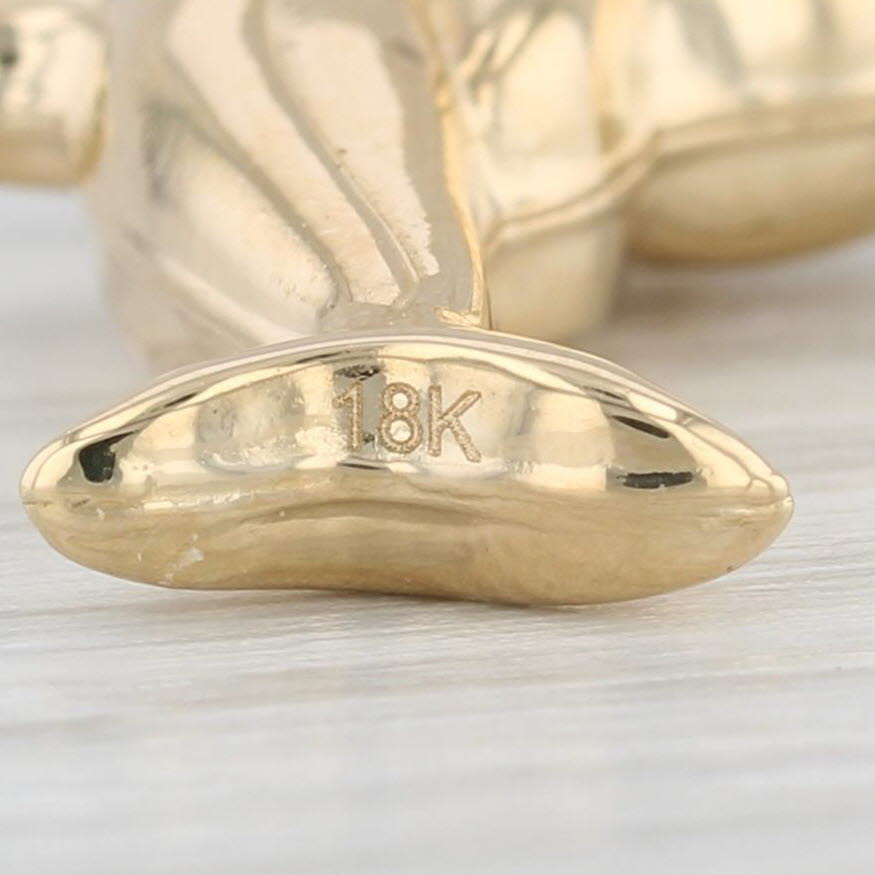Gray Dolphin Pendant 18k Yellow Gold Nautical Beach Theme Charm