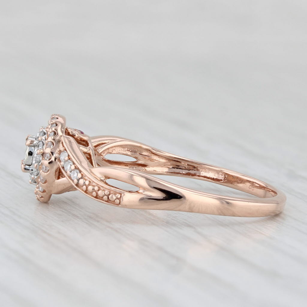 Light Gray 0.17ctw Diamond Halo Engagement Ring 10k Rose Gold Size 8.5